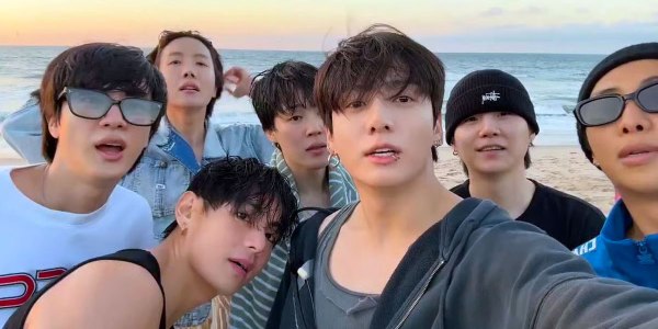 BTS members at the beach