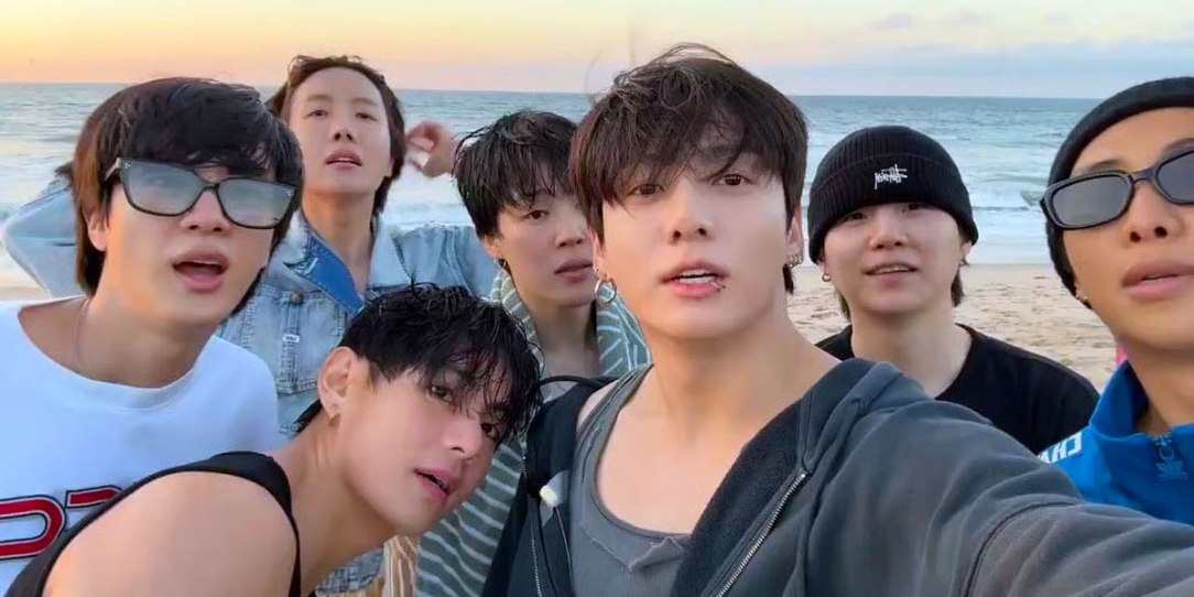 BTS members at the beach